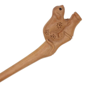 CrystalMood Handmade Carved Peachwood Chinese Zodiac Hair Stick 11 Dog